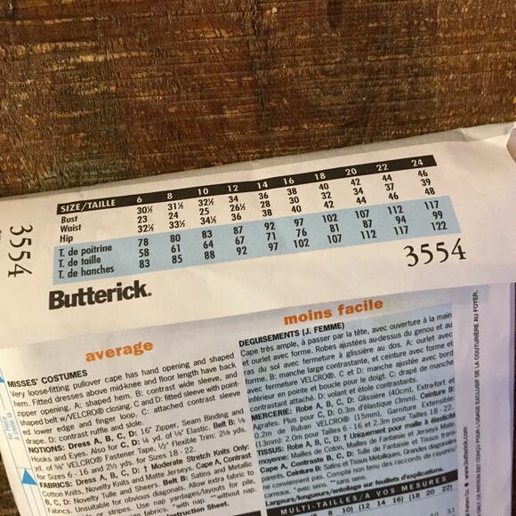 butterick Sewing Pattern 3554 Costume Gothic Morticia Addams Family 6-10 UNCUT - Picture 3 of 3